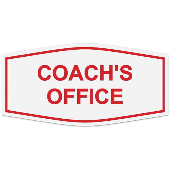 Signs ByLITA Fancy Coach's Office Sign - Laser-Engraved Lettering | Durable ABS Plastic | Vibrant Colors | Powerful Foam Tape (White/Red) - Large