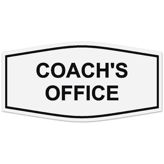 Signs ByLITA Fancy Coach's Office Sign - Laser-Engraved Lettering | Durable ABS Plastic | Vibrant Colors | Powerful Foam Tape (White) - Small