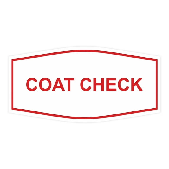 Signs ByLITA Fancy Coat Check Sign (White/Red) - Large