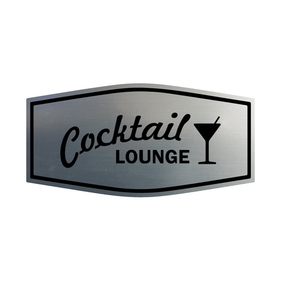 Signs ByLITA Fancy Cocktail Lounge Sign (Brushed Silver) - Small