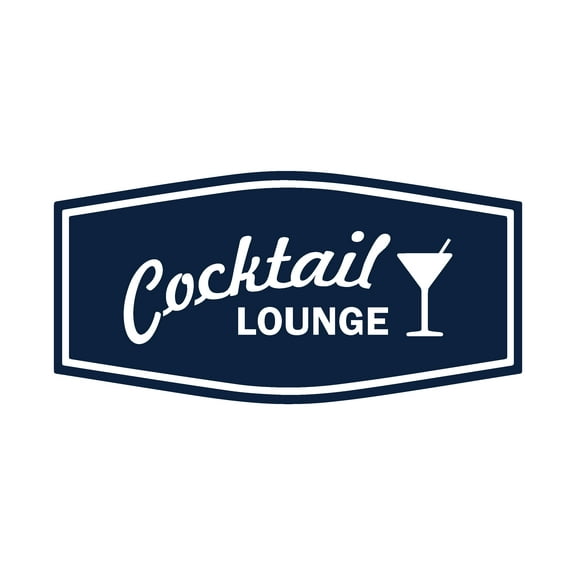 Signs ByLITA Fancy Cocktail Lounge Sign (Navy Blue / White) - Large