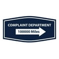 thumbnail image 1 of Signs ByLITA Fancy Complaint Dept. 100000 Miles Arrow Funny Office Sign (Navy Blue / White) - Large, 1 of 6