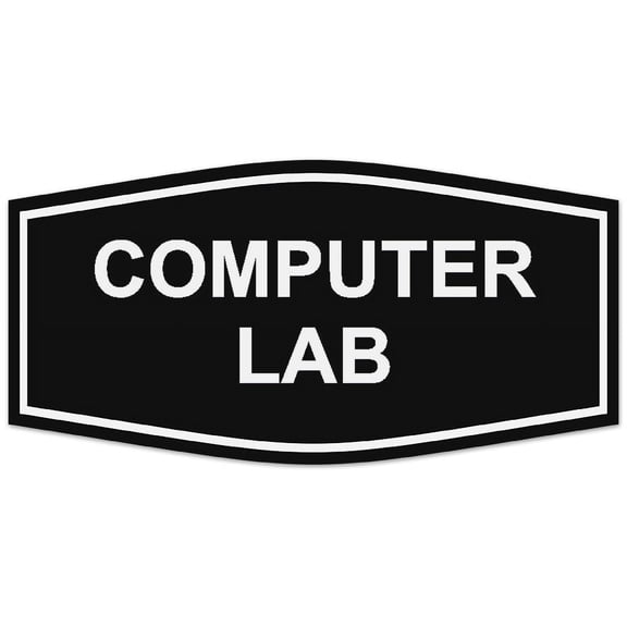 Signs ByLITA Fancy Computer Lab Sign - Laser-Engraved Lettering | Durable ABS Plastic | Vibrant Colors | Powerful Foam Tape (Black) - Small