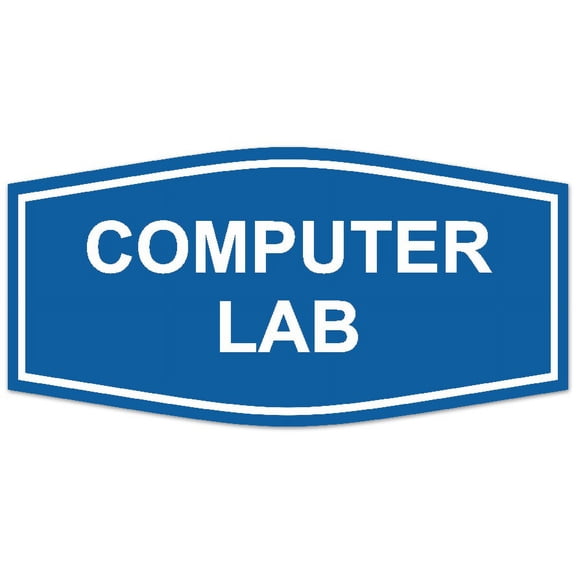 Signs ByLITA Fancy Computer Lab Sign - Laser-Engraved Lettering | Durable ABS Plastic | Vibrant Colors | Powerful Foam Tape (Blue) - Small