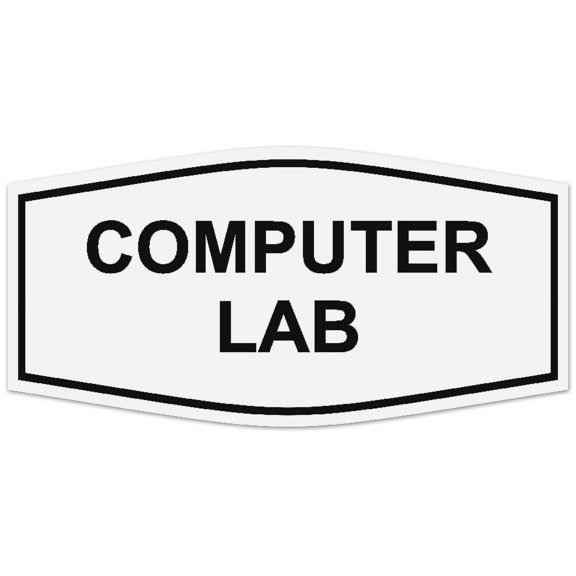 Signs ByLITA Fancy Computer Lab Sign - Laser-Engraved Lettering | Durable ABS Plastic | Vibrant Colors | Powerful Foam Tape (White) - Small