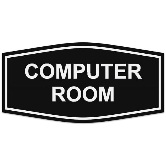 Signs ByLITA Fancy Computer Room Sign - Laser-Engraved Lettering | Durable ABS Plastic | Vibrant Colors | Powerful Foam Tape (Black) - Small
