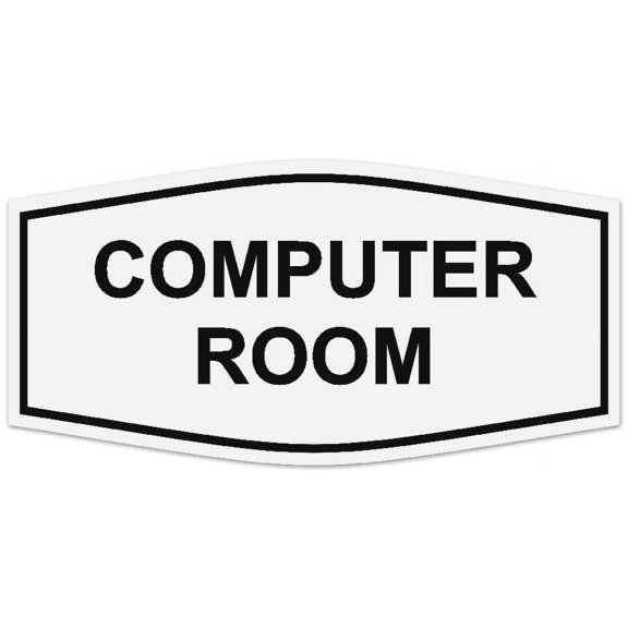 Signs ByLITA Fancy Computer Room Sign - Laser-Engraved Lettering | Durable ABS Plastic | Vibrant Colors | Powerful Foam Tape (White) - Small