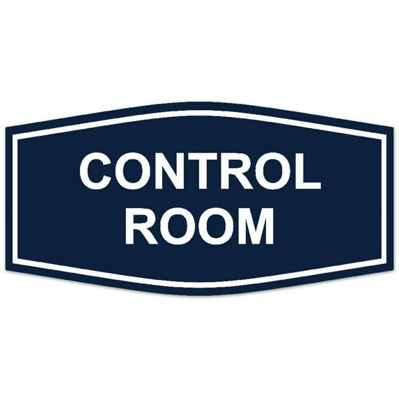 Signs ByLITA Fancy Control Room Sign - Laser-Engraved Lettering | Durable ABS Plastic | Vibrant Colors | Powerful Foam Tape (Navy Blue / White) - Medium