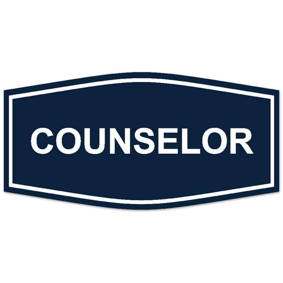 Signs ByLITA Fancy Counselor Sign - Laser-Engraved Lettering | Durable ABS Plastic | Vibrant Colors | Powerful Foam Tape (Navy Blue / White) - Small