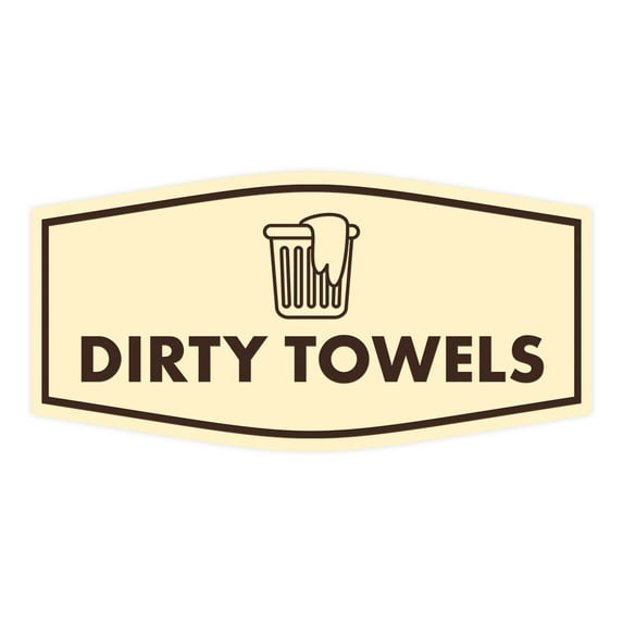 Signs ByLITA Fancy Dirty Towels Sign (Ivory/Dark Brown) - Medium