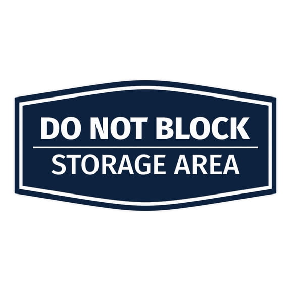 Signs ByLITA Fancy Do Not Block Storage Area Durable ABS Plastic Laser Engraved Easy Installation Elegant Design Sign (Navy Blue / White) - Large