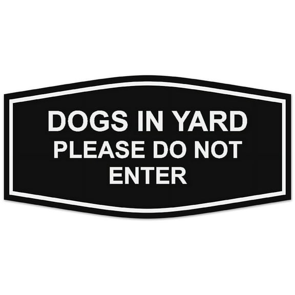 Signs ByLITA Fancy Dogs In Yard Please Do Not Enter Sign - Laser-Engraved Lettering | Durable ABS Plastic | Vibrant Colors | Powerful Foam Tape (Black) - Medium