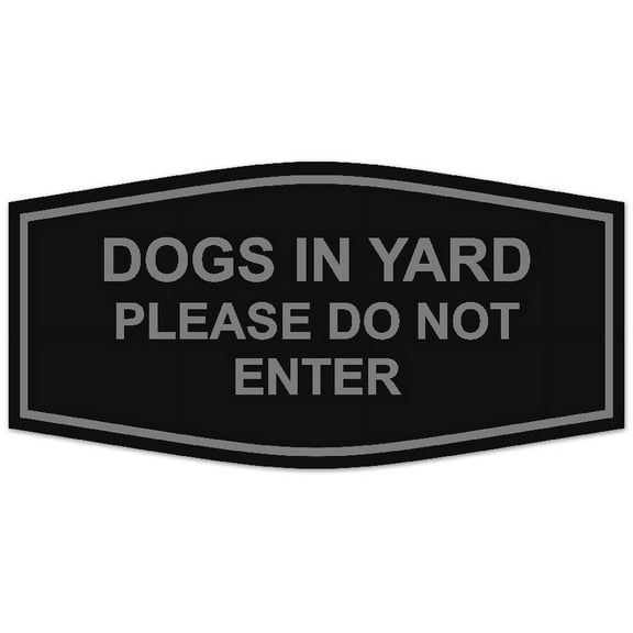 Signs ByLITA Fancy Dogs In Yard Please Do Not Enter Sign - Laser-Engraved Lettering | Durable ABS Plastic | Vibrant Colors | Powerful Foam Tape (Black / Silver) - Small