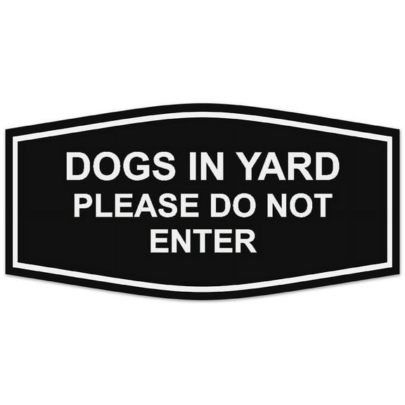 Signs ByLITA Fancy Dogs In Yard Please Do Not Enter Sign - Laser-Engraved Lettering | Durable ABS Plastic | Vibrant Colors | Powerful Foam Tape (Black) - Small