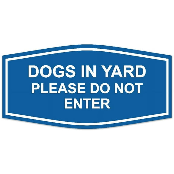 Signs ByLITA Fancy Dogs In Yard Please Do Not Enter Sign - Laser-Engraved Lettering | Durable ABS Plastic | Vibrant Colors | Powerful Foam Tape (Blue) - Large