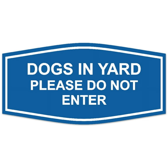 Signs ByLITA Fancy Dogs In Yard Please Do Not Enter Sign - Laser-Engraved Lettering | Durable ABS Plastic | Vibrant Colors | Powerful Foam Tape (Blue) - Small