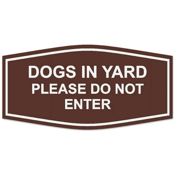 Signs ByLITA Fancy Dogs In Yard Please Do Not Enter Sign - Laser-Engraved Lettering | Durable ABS Plastic | Vibrant Colors | Powerful Foam Tape (Dark Brown) - Small