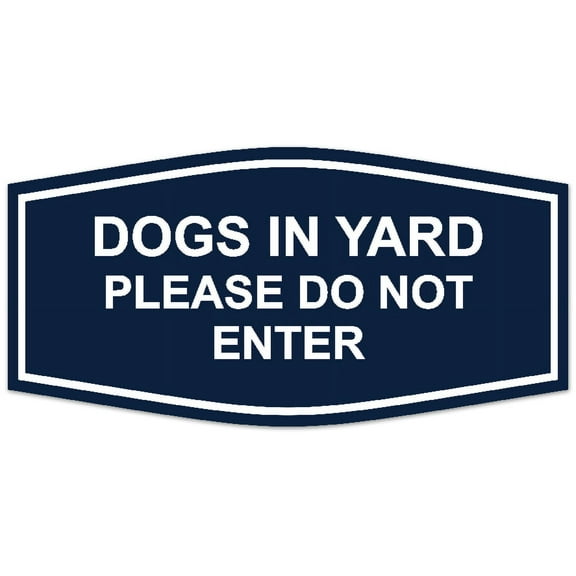 Signs ByLITA Fancy Dogs In Yard Please Do Not Enter Sign - Laser-Engraved Lettering | Durable ABS Plastic | Vibrant Colors | Powerful Foam Tape (Navy Blue / White) - Medium
