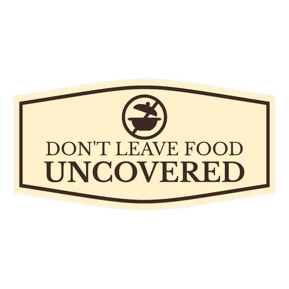 Signs ByLITA Fancy Don't Leave Food Uncovered Sign (Ivory/Dark Brown) - Medium