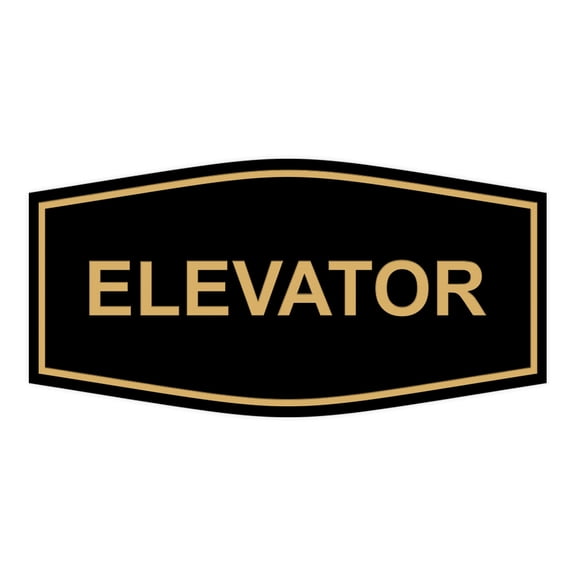 Signs ByLITA Fancy Elevator Sign (Black /Gold) - Small
