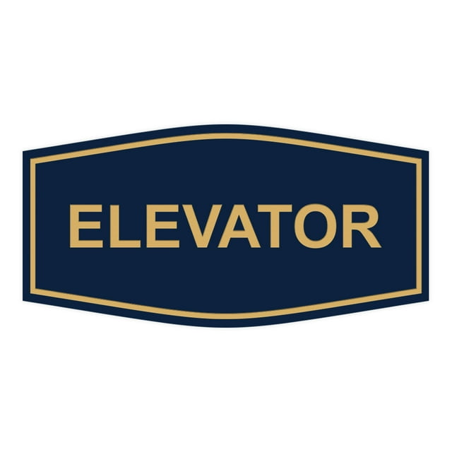 Signs ByLITA Fancy Elevator Sign (Navy Blue/Gold) - Small