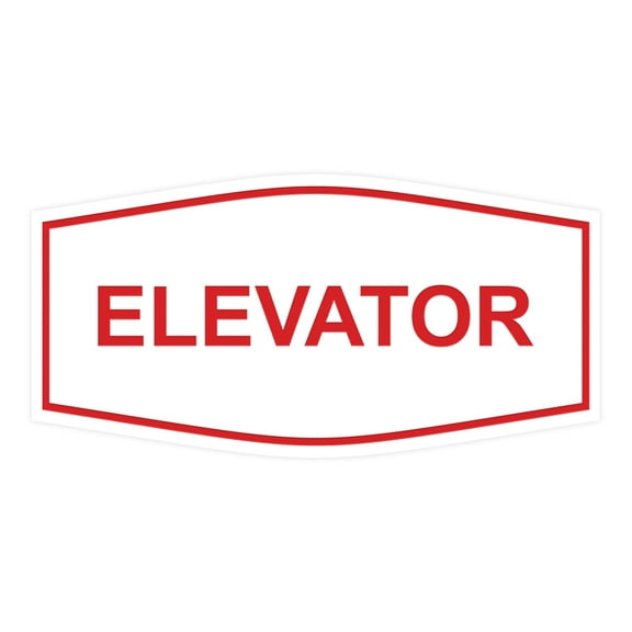Signs ByLITA Fancy Elevator Sign (White/Red) - Large