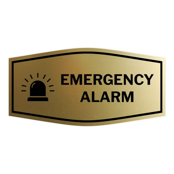 Signs ByLITA Fancy Emergency Alarm Sign (Brushed Gold) - Large