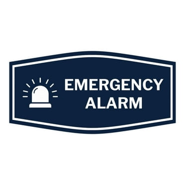 Signs ByLITA Fancy Emergency Alarm Sign (Navy Blue / White) - Large