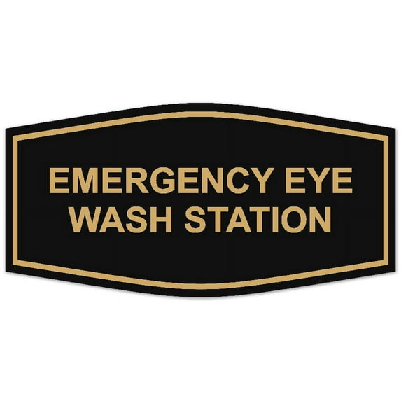 Signs ByLITA Fancy Emergency Eye Wash Station Sign - Laser-Engraved Lettering | Durable ABS Plastic | Vibrant Colors | Powerful Foam Tape (Black Gold) - Medium
