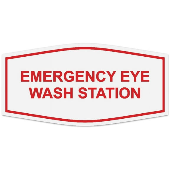 Signs ByLITA Fancy Emergency Eye Wash Station Sign - Laser-Engraved Lettering | Durable ABS Plastic | Vibrant Colors | Powerful Foam Tape (White/Red) - Large
