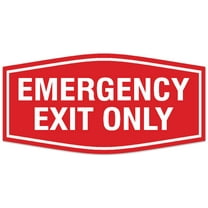 Signs ByLITA Fancy Emergency exit only Sign - Laser-Engraved Lettering | Durable ABS Plastic | Vibrant Colors | Powerful Foam Tape Sign (Red) - Large