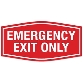 Signs ByLITA Fancy Emergency exit only Sign - Laser-Engraved Lettering | Durable ABS Plastic | Vibrant Colors | Powerful Foam Tape Sign (Red) - Small