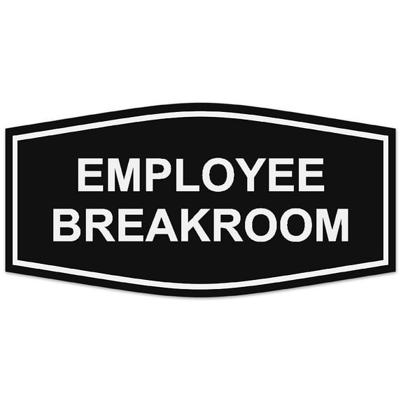 Signs ByLITA Fancy Employee Breakroom Sign - Laser-Engraved Lettering | Durable ABS Plastic | Vibrant Colors | Powerful Foam Tape (Black) - Small