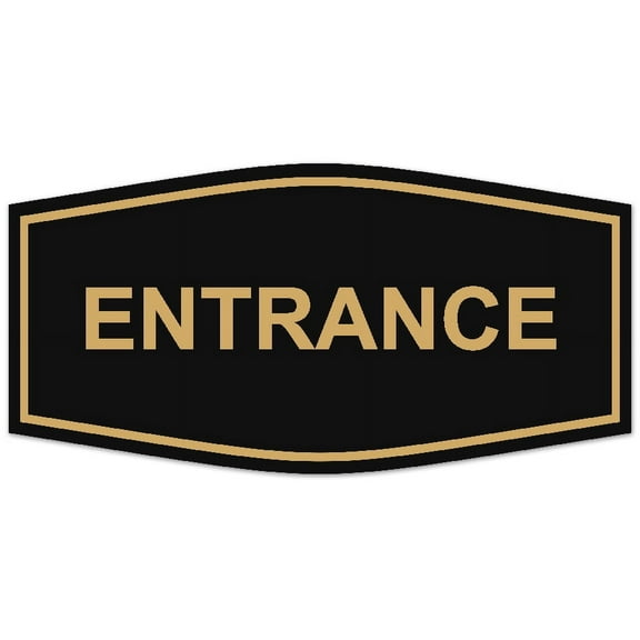 Signs ByLITA Fancy Entrance Sign - Laser-Engraved Lettering | Durable ABS Plastic | Vibrant Colors | Powerful Foam Tape (Black Gold) - Large