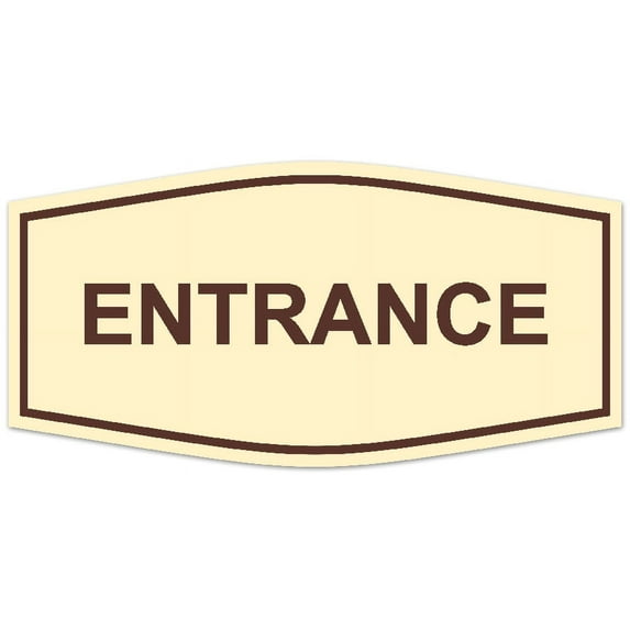 Signs ByLITA Fancy Entrance Sign - Laser-Engraved Lettering | Durable ABS Plastic | Vibrant Colors | Powerful Foam Tape (Ivory/Dark Brown) - Small