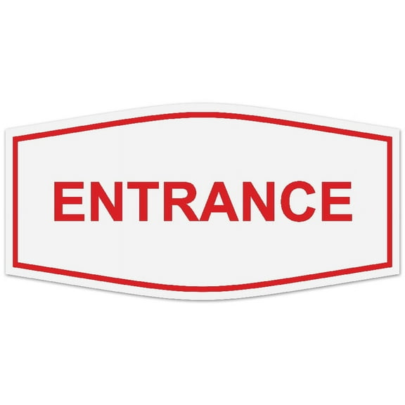 Signs ByLITA Fancy Entrance Sign - Laser-Engraved Lettering | Durable ABS Plastic | Vibrant Colors | Powerful Foam Tape (White/Red) - Large