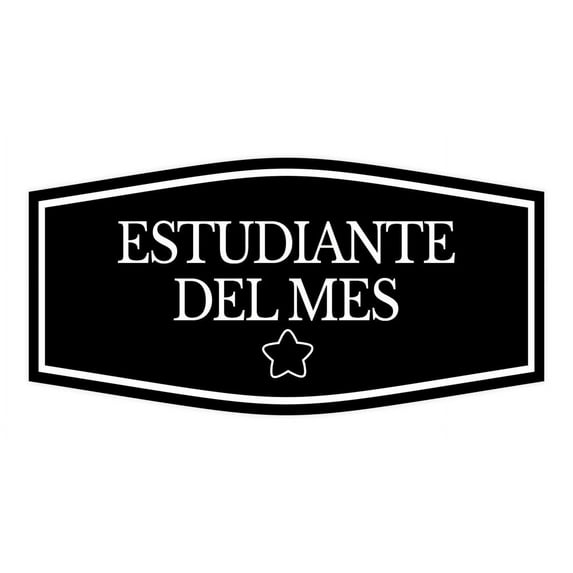 Signs ByLITA Fancy Estudiante del mes Easy Installation | Classroom Decor | School Markers And Decorations | Students and Teachers Sign (Black) - Medium