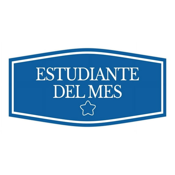 Signs ByLITA Fancy Estudiante del mes Easy Installation | Classroom Decor | School Markers And Decorations | Students and Teachers Sign (Blue) - Large
