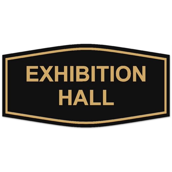 Signs ByLITA Fancy Exhibition Hall Sign - Laser-Engraved Lettering | Durable ABS Plastic | Vibrant Colors | Powerful Foam Tape (Black /Gold) - Small