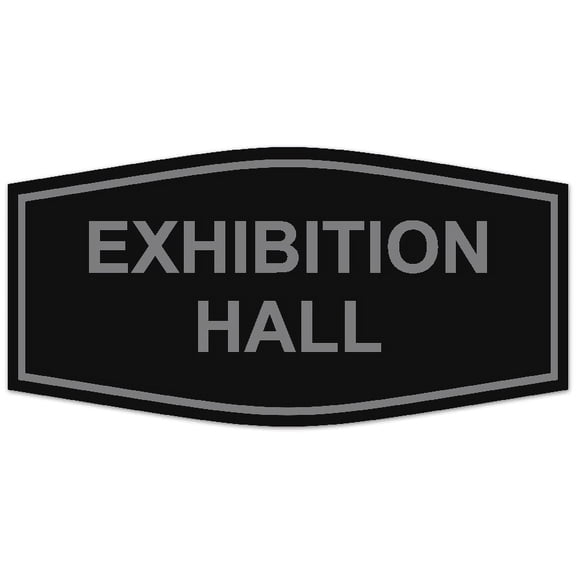 Signs ByLITA Fancy Exhibition Hall Sign - Laser-Engraved Lettering | Durable ABS Plastic | Vibrant Colors | Powerful Foam Tape (Black / Silver) - Small