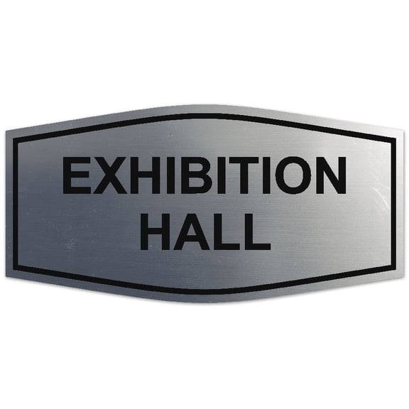 Signs ByLITA Fancy Exhibition Hall Sign - Laser-Engraved Lettering | Durable ABS Plastic | Vibrant Colors | Powerful Foam Tape (Brushed Silver) - Small
