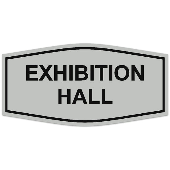 Signs ByLITA Fancy Exhibition Hall Sign - Laser-Engraved Lettering | Durable ABS Plastic | Vibrant Colors | Powerful Foam Tape (Lt Gray) - Small