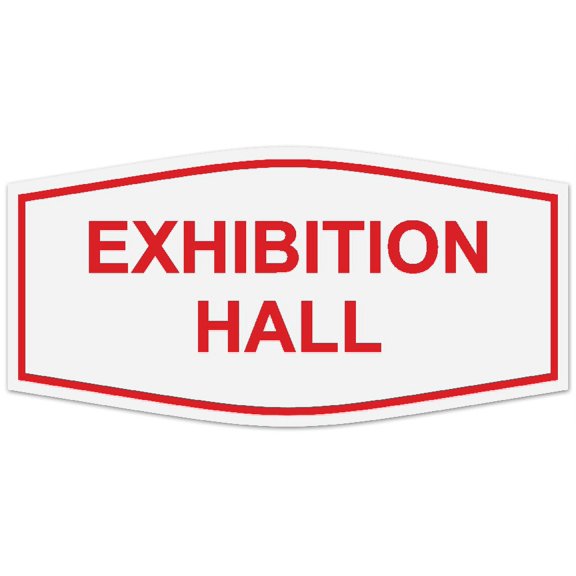 Signs ByLITA Fancy Exhibition Hall Sign - Laser-Engraved Lettering | Durable ABS Plastic | Vibrant Colors | Powerful Foam Tape (White/Red) - Large