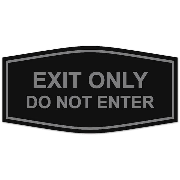 Signs ByLITA Fancy Exit Only Do Not Enter Sign - Laser-Engraved Lettering | Durable ABS Plastic | Vibrant Colors | Powerful Foam Tape (Black / Silver) - Small