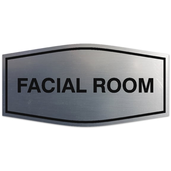 Signs ByLITA Fancy Facial room Sign - Laser-Engraved Lettering | Durable ABS Plastic | Vibrant Colors | Powerful Foam Tape Sign (Brushed Silver) - Small