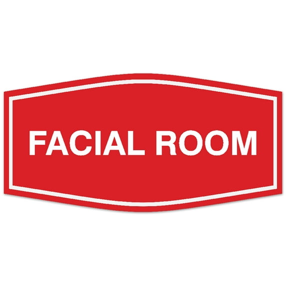 Signs ByLITA Fancy Facial room Sign - Laser-Engraved Lettering | Durable ABS Plastic | Vibrant Colors | Powerful Foam Tape Sign (Red) - Small