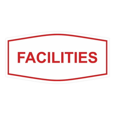 Signs ByLITA Fancy Facilities Sign (White/Red) - Large