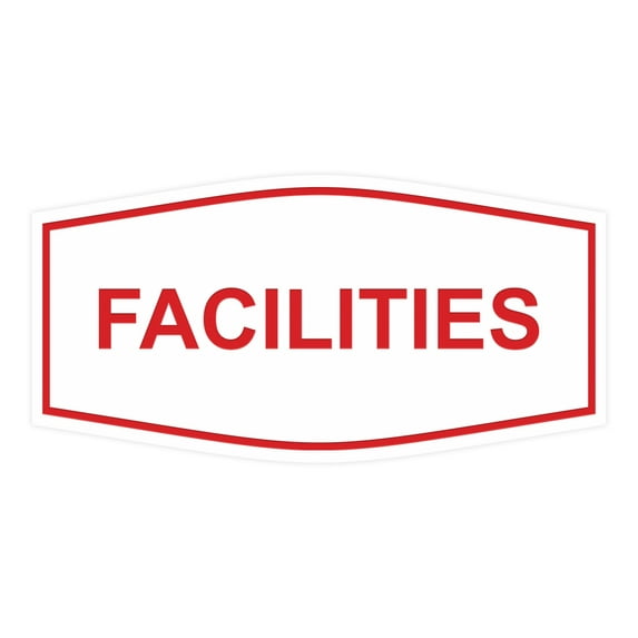 Signs ByLITA Fancy Facilities Sign (White/Red) - Large
