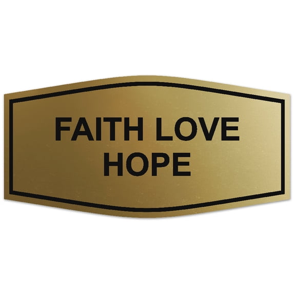 Signs ByLITA Fancy Faith Love Hope Sign - Laser-Engraved Lettering | Durable ABS Plastic | Vibrant Colors | Powerful Foam Tape (Brushed Gold) - Medium