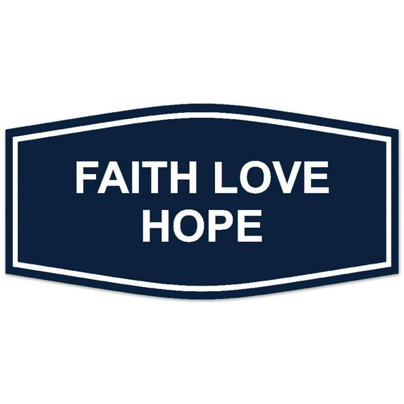 Signs ByLITA Fancy Faith Love Hope Sign - Laser-Engraved Lettering | Durable ABS Plastic | Vibrant Colors | Powerful Foam Tape (Navy Blue / White) - Small